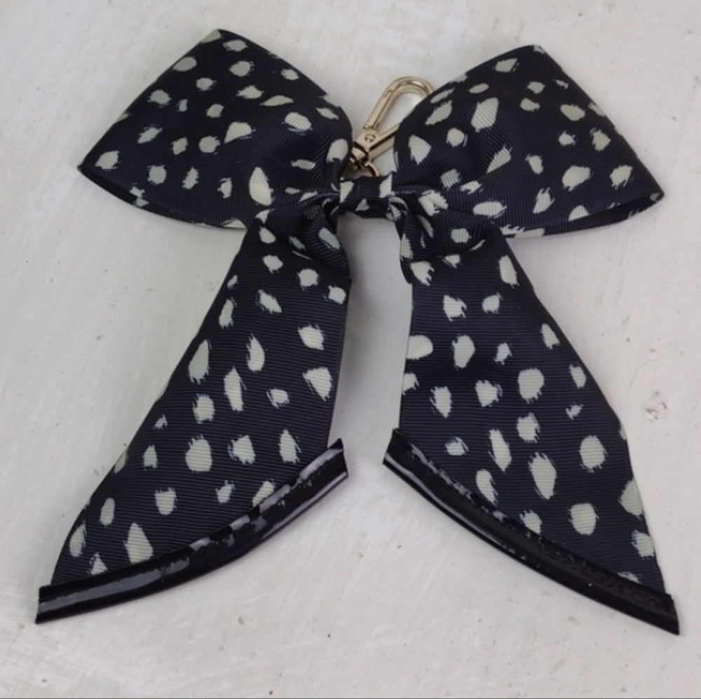Betsey Johnson Black & White Polka Dot Bow & Gold "XOX Betsey Heart" Purse Bling
